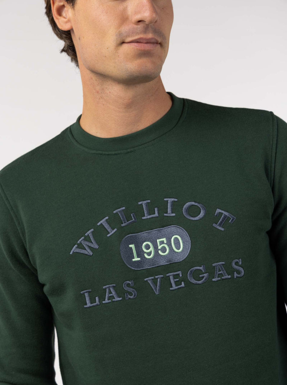 SUDADERA DISEÑO BORDADO LAS VEGAS KHAKI SUAVE WILLIOT