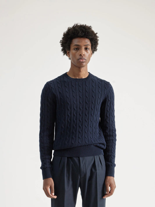 JERSEY CABLE KNIT MARINO PUROEGO