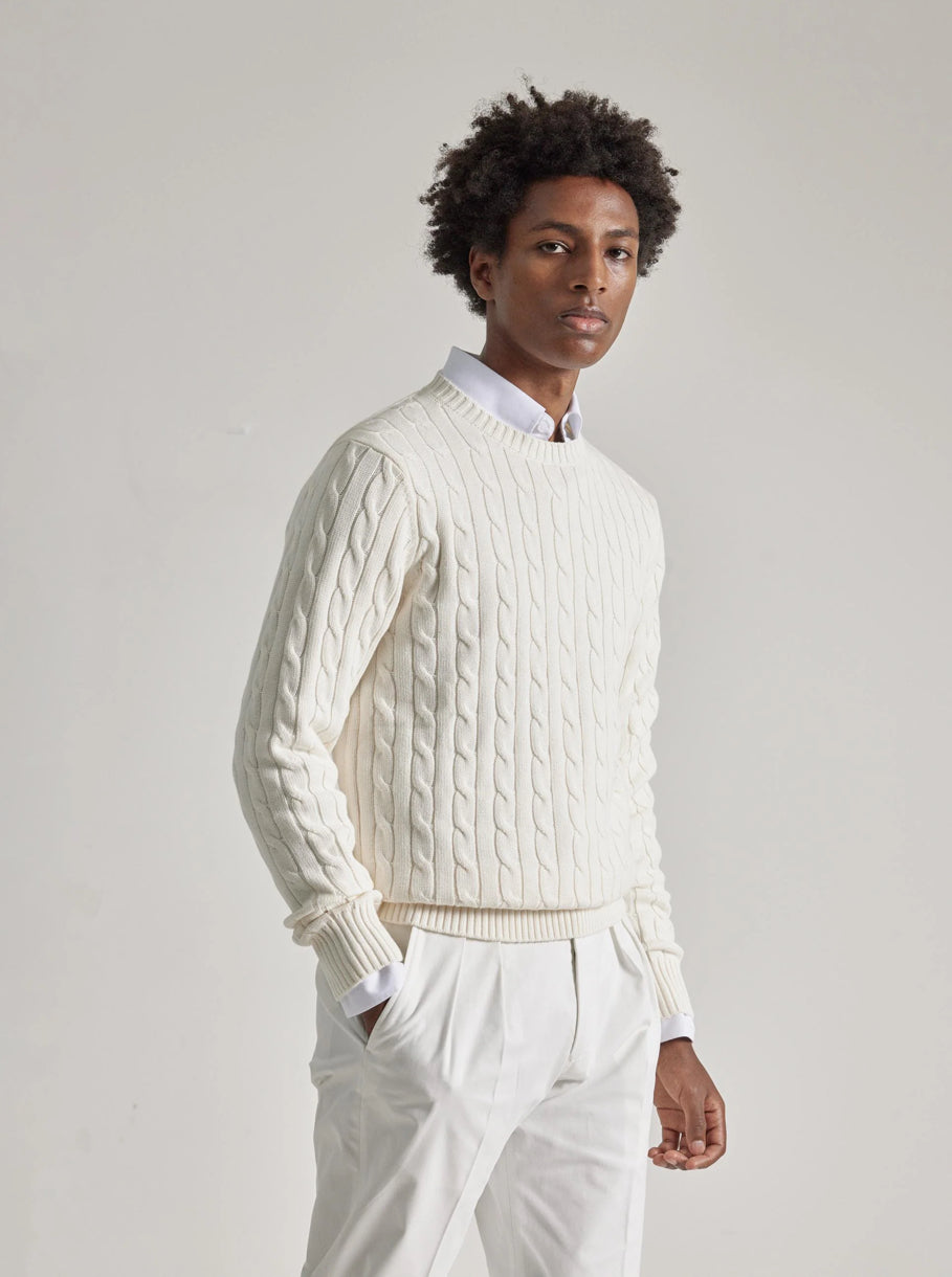 JERSEY CABLE KNIT BLANCO PUROEGO