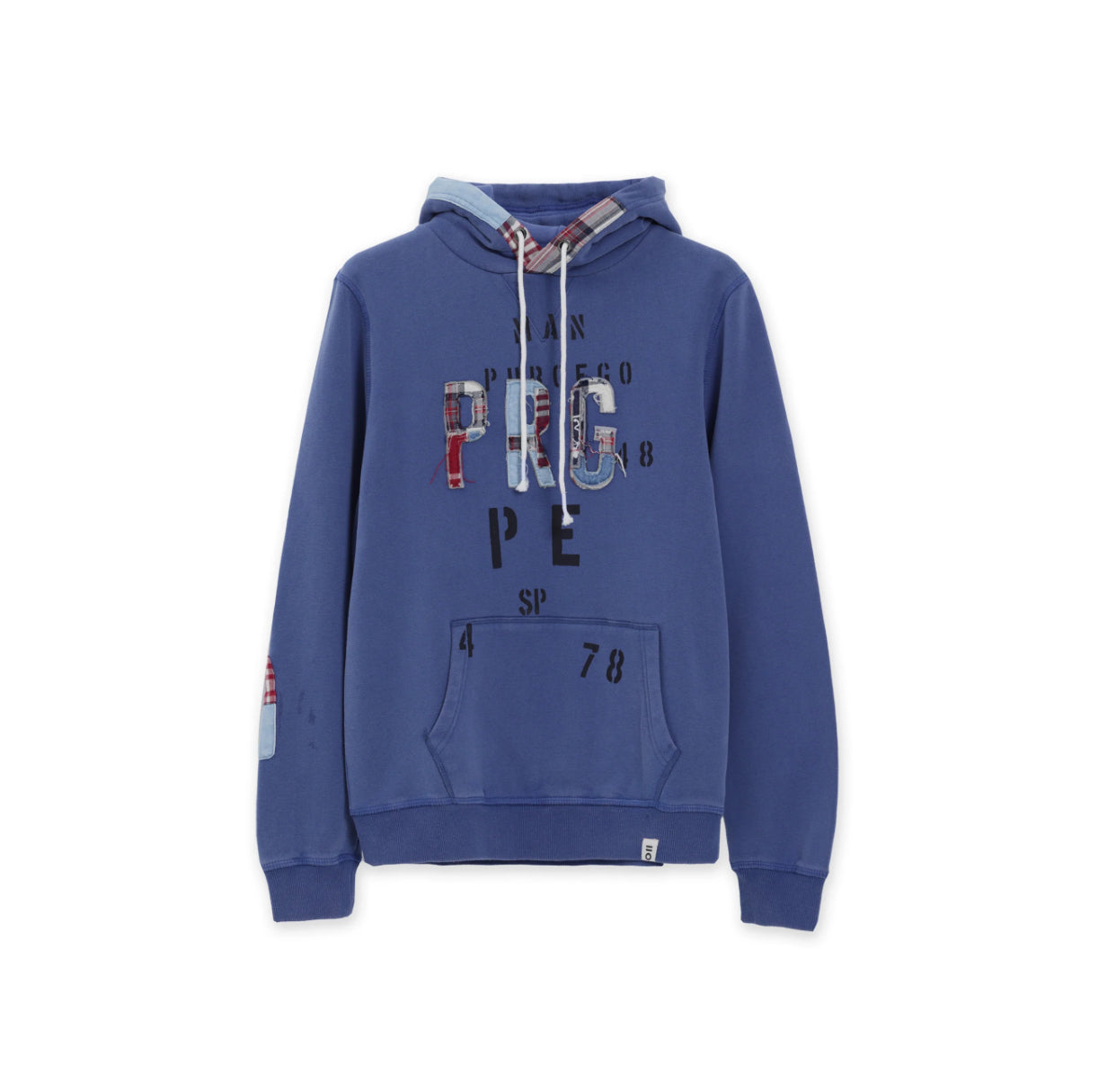 SUDADERA PATCHWORK CAPUCHA AZUL PUROEGO